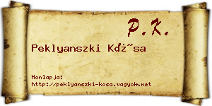 Peklyanszki Kósa névjegykártya